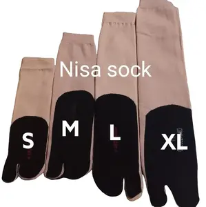 kaos kaki polos tapak hitam/kaos kaki nilon lembut/kaos kaki polos muslimah jempol computerized Wanita Dewasa