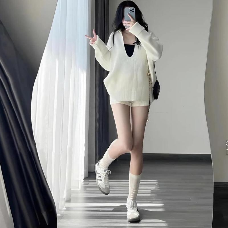 [ KÈM ÁO QUÂY] SET 3 CHI TIẾT ÁO TAY DÀI KÈM QUẦN ĐÙI CÓ TÚI - hân linh shop