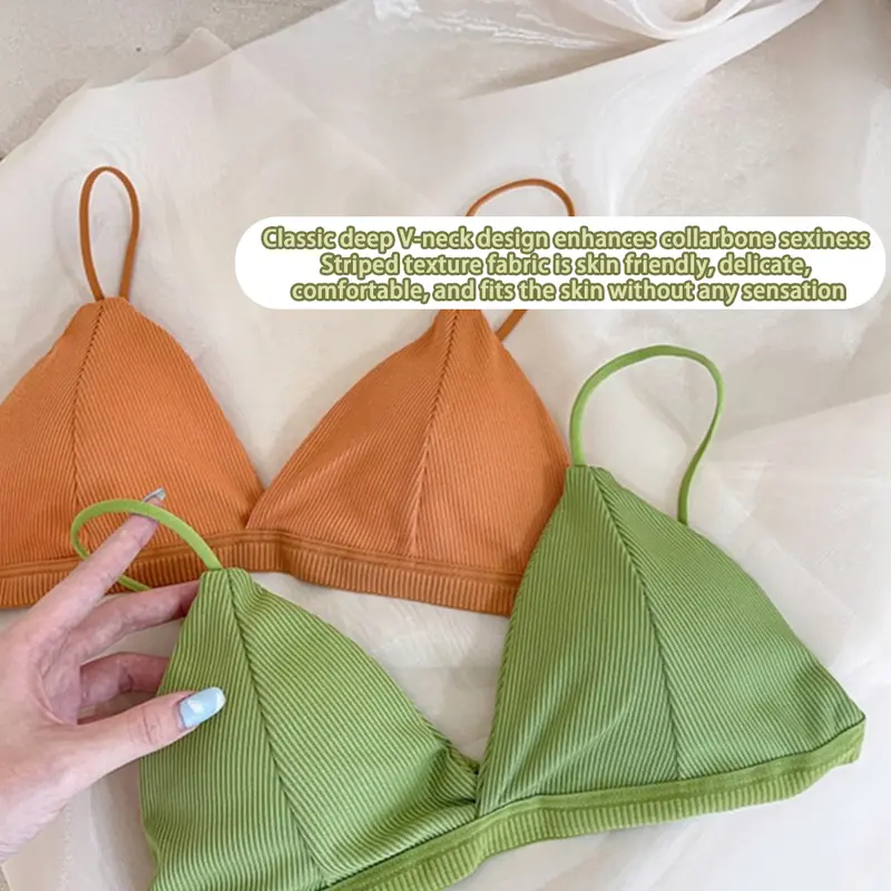 Áo Ngực Cúp Tam Giác Cotton, Kiểu Dây Đeo Nhỏ Gợi Cảm, Thiết Kế Lưng Đẹp, Màu Trơn Áo Vest Quấn Ngực 0