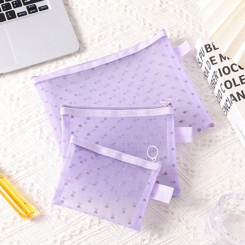 Product Introduction of High Quality Heart Transparent Mesh Makeup Bag Multifunction Portable Ladies Toiletry Storage Bag Black/White/Beige Lipstick Organizer Bags 29