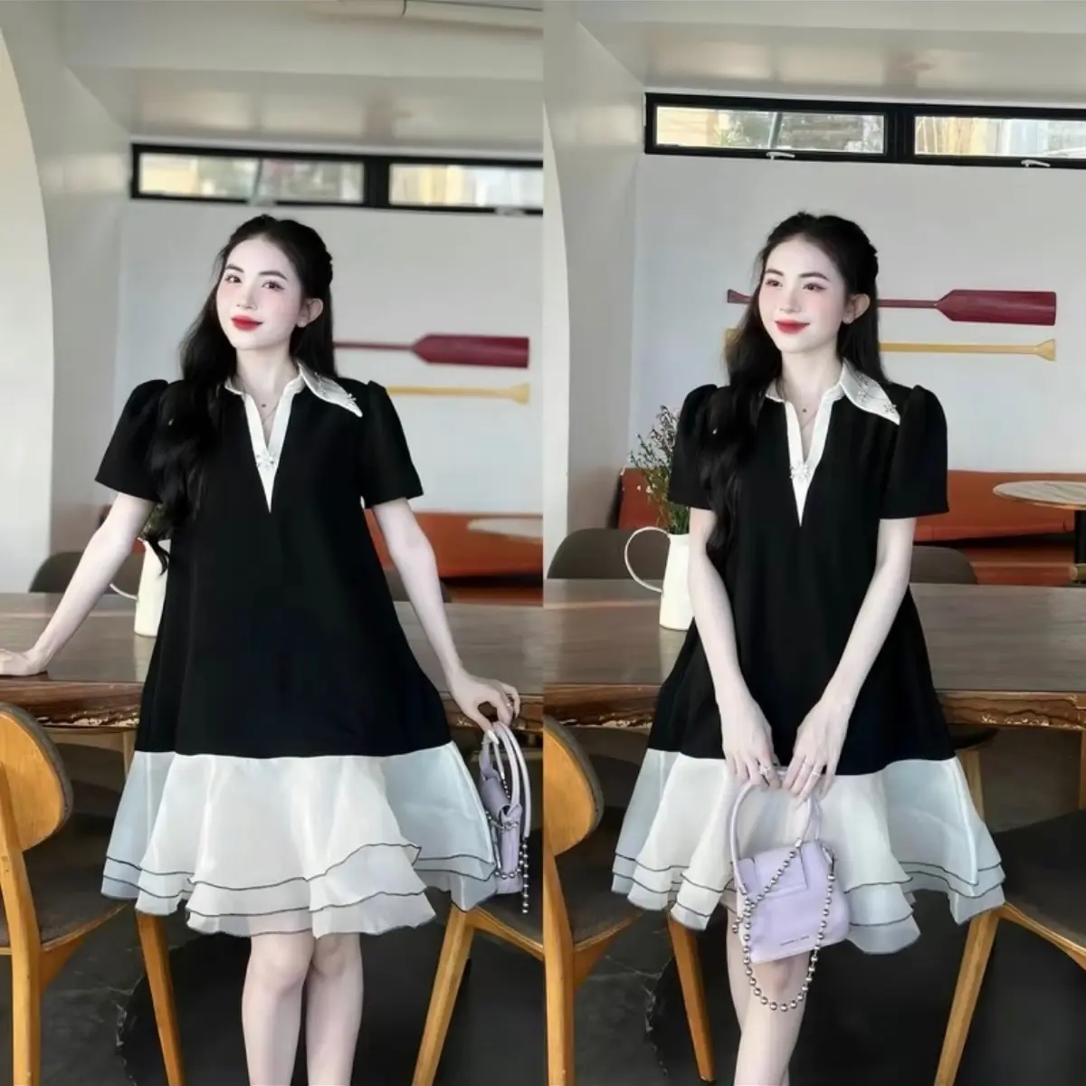 Đầm đuôi cá 3 tầng trắng bigsize 80-150kg
