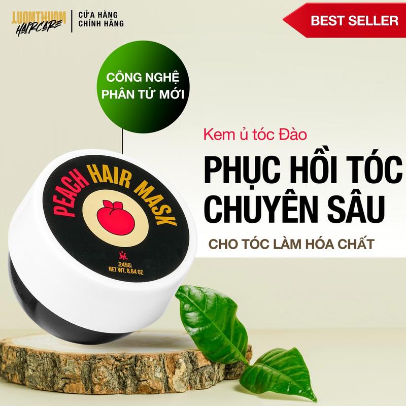 Kem ủ tóc Đào Biotin Luomthuom Haircare, công nghệ phân tử mới, phục hồi tóc hư tổn 200gr Chính Hãng