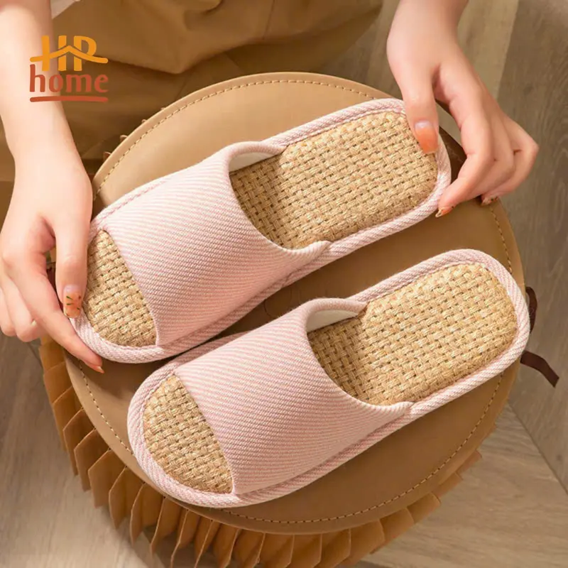 Dép BASIC Đế Cói Vải Lanh Đi Trong Nhà, Thiết Kế Đơn Giản và Sang Trọng, Đế Cao Su Non Chống Trơn Trượt, Đi Trong Nhà, Thích Hợp Cho Nam Nữ Và Cặp Đôi Gia Dụng HP HOME 0