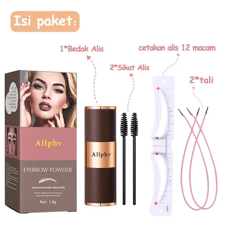 Eyebrow powder cetakan alis instan eyebrow stamp alis stempel alis Tahan Lama Brown Coklat Dark Waterproof