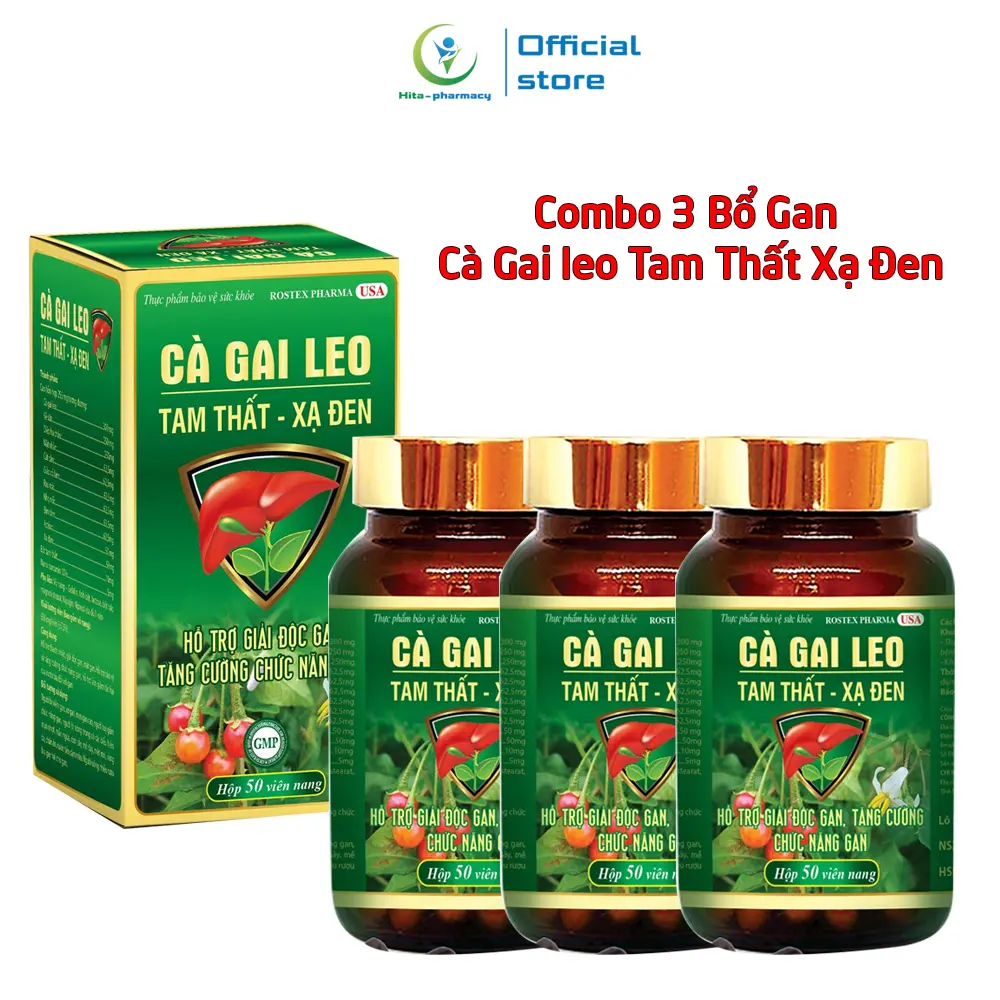 Combo 3 Viên Uống Bổ Gan Cà Gai Leo Tam Thất Xạ Đen - 1 chai 50 viên