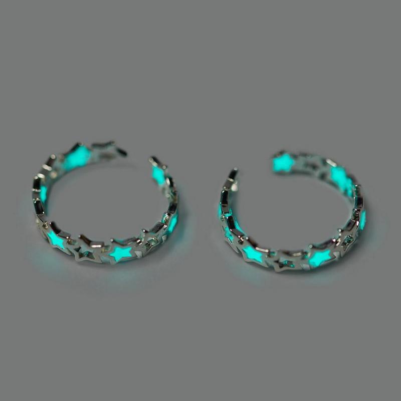 Product Introduction of Luminous Star Ring Adjustable Hollow Opening Design Couple Pentagram Rings Accessories 29