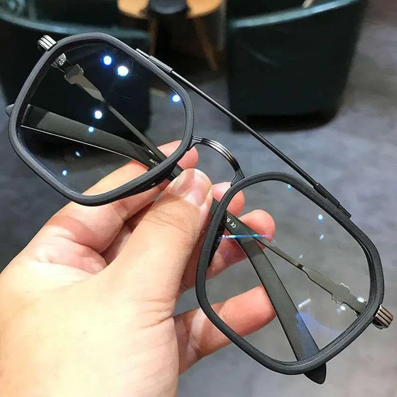 Blue Light Blocking Fashion High-end Men Optical Clear Glasses Black Square Frame Eyeglasses Anti-radiation