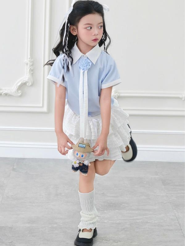 Áo sơ mi kẻ màu xanh phối dây hoa HOMI BABY HOUSE