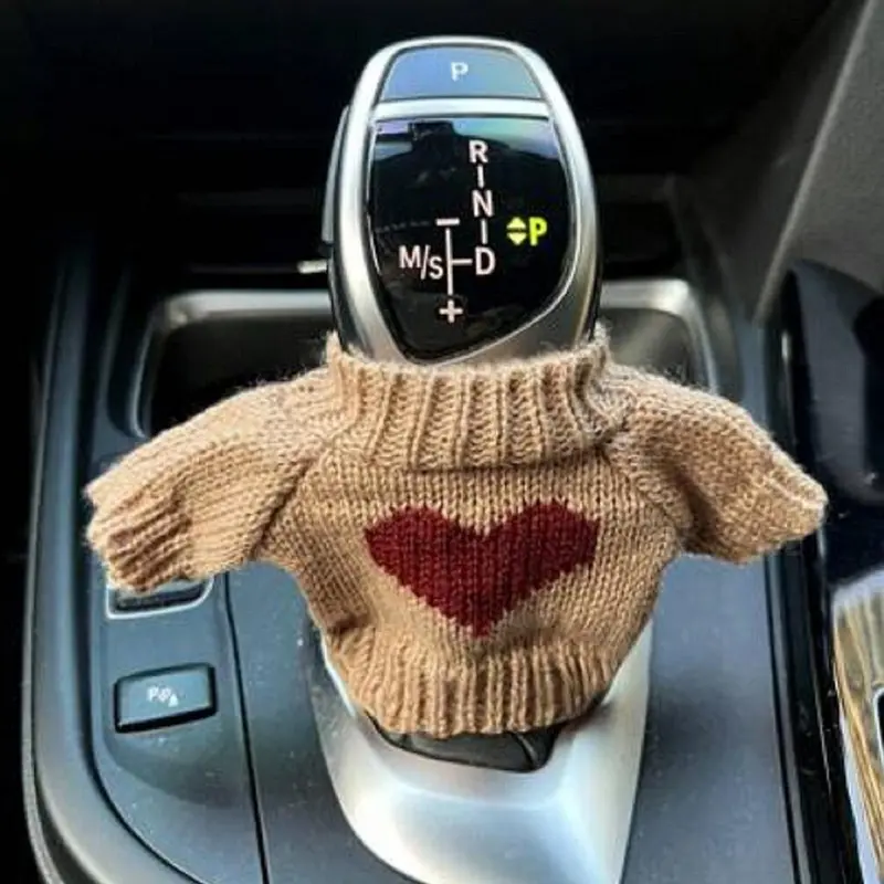 Car Gear Shift Knob Cover, Hand Brake Decorative Button Cover, Universal Winter Warm Shift Knob Cover 4