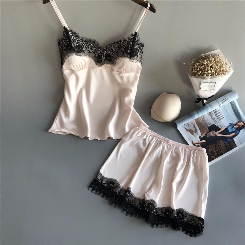 Product Introduction of Women's Underwear Women's Camisole Dress Set Ice Silk Lightweight Nightdress Home Nightdress Soft and Comfortable sexy pajamas 2