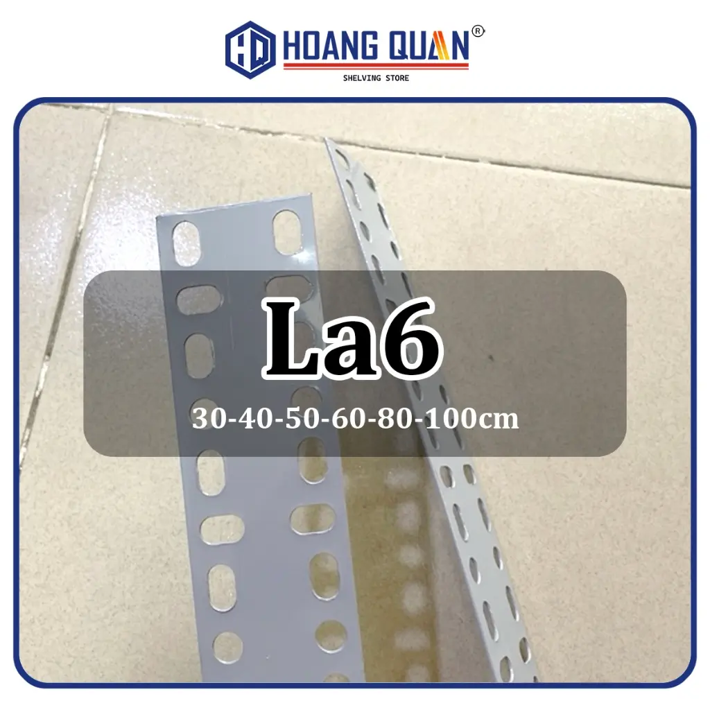 Sắt V Lỗ La6 Xám Dày 1.6Ly Dài 30cm 40cm 50cm 60cm 80cm 100cm Thanh Sắt La6 Lắp Ráp Kệ Sắt V Lỗ