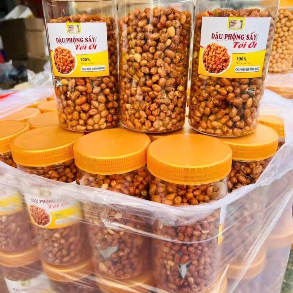 Đậu Phộng Rang Tỏi Ớt hộp 500g