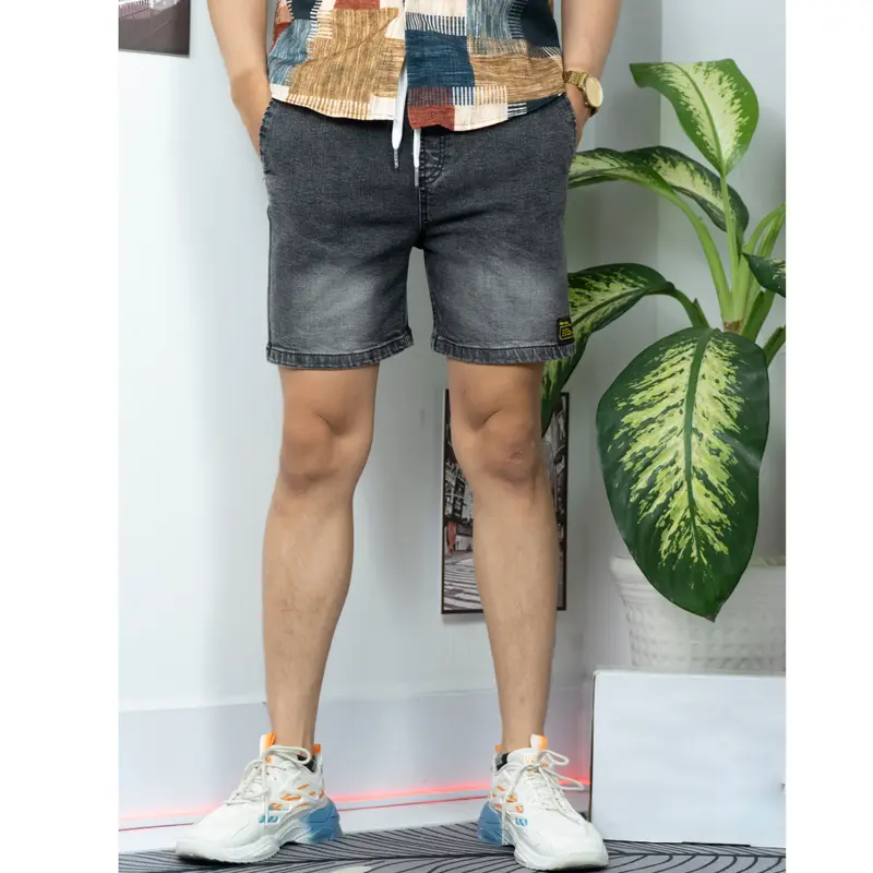 Quần short jean nam xanh bạc from trên gối 3