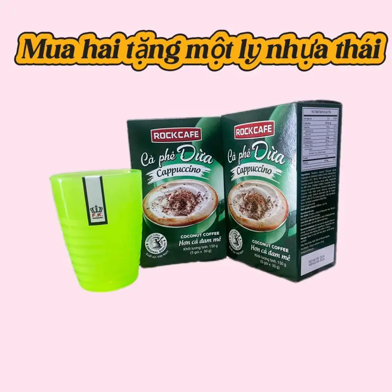 KHUYẾN MÃI MUA 2 HỘP BẤT KY  TẶNG 1 LY THÁI - ROCKCAFE - CAPPUCCINO MUỐI, SẦU RIÊNG. DỪA , TRỨNG (5 gói x 30 gram)