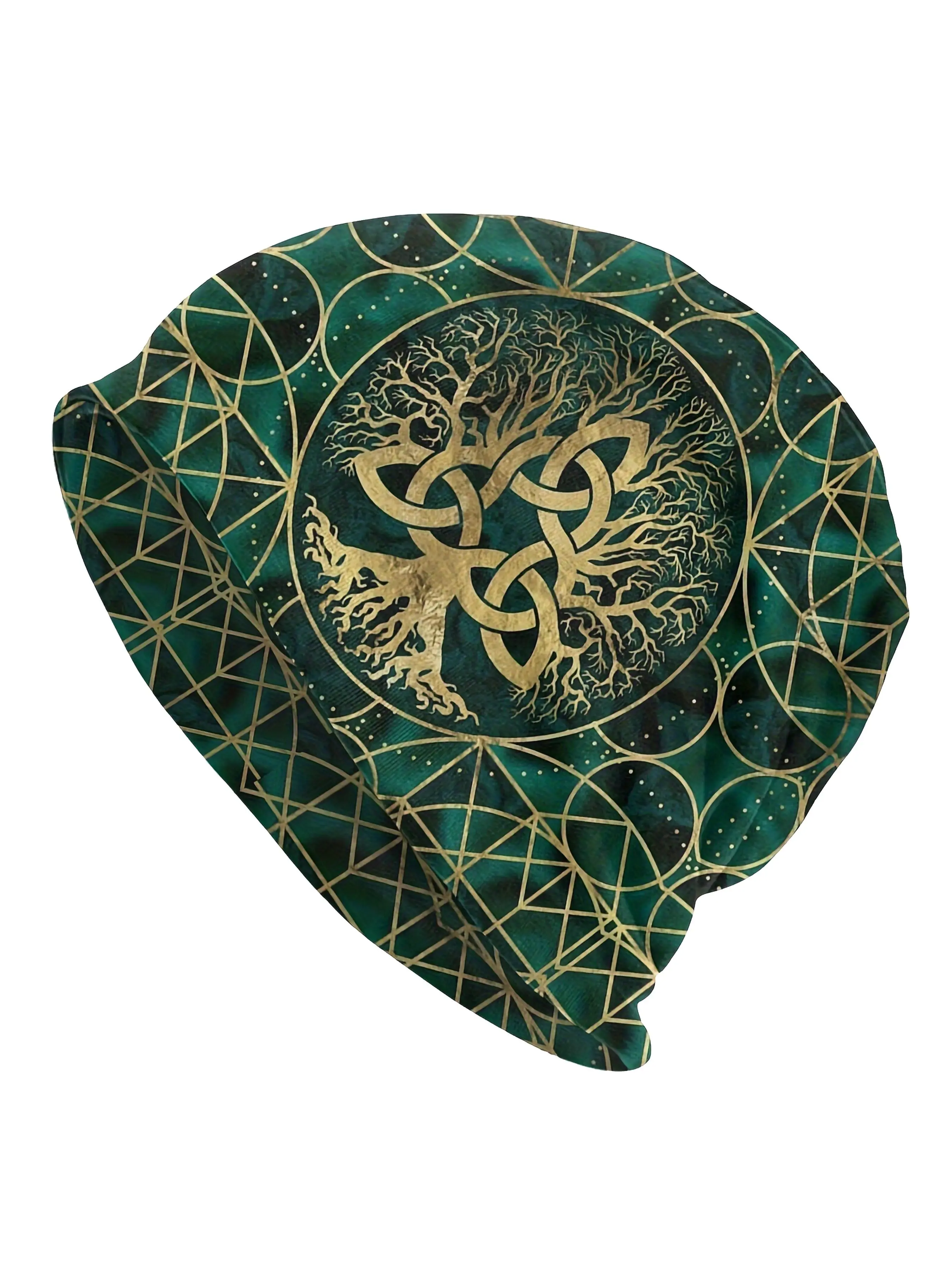 Tree Of Life Pattern Beanie Hat, Street Style Elastic Beanie Hat for Men & Women, Fashion Accessories for Daily Wear