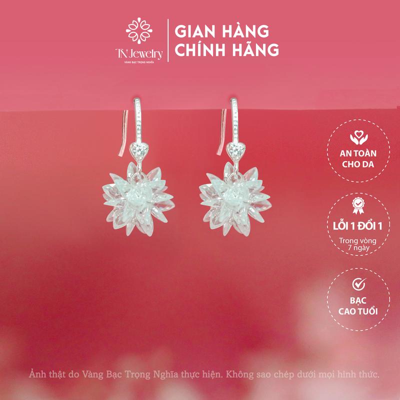 Bông tai nữ bạc móc treo pha lê BT 1139 - Đi học đi làm đi chơi dự tiệc