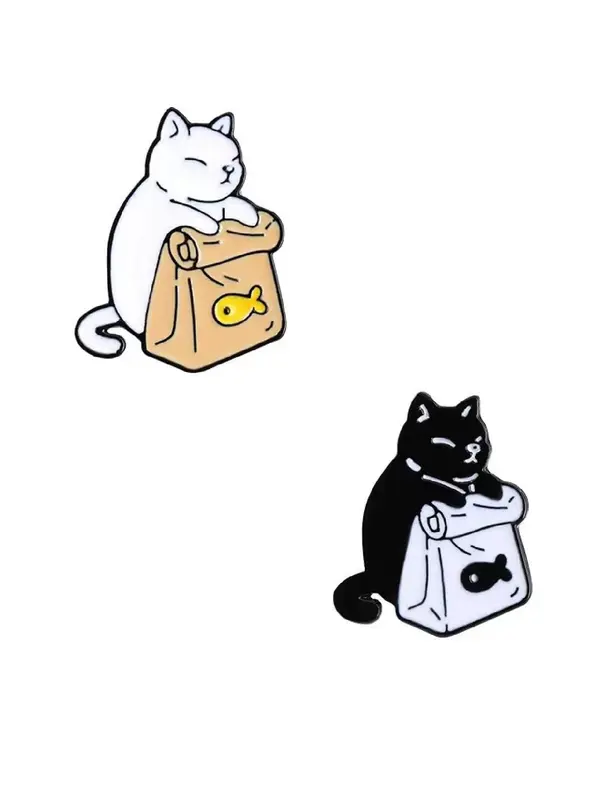 2pcs Cute Cartoon Cat Design Brooch, Animal Themed Clothes Brooch, Fashion Accessories For Men & Women 3
