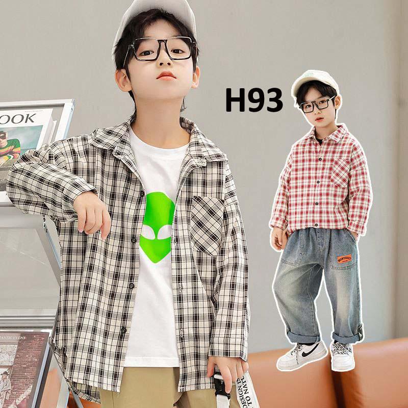 H93 KEMEJA ANAK Anak Laki Laki Lengan Panjang Kotak Kotak katun FLANEL 4