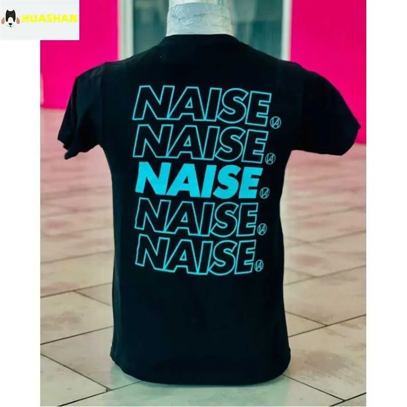 NAISE Men's and Women's Blue Letter Fashion Brand Couple Loose T-shirt