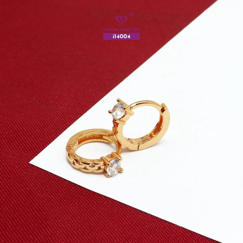 Yaxiya Anting Jepit / Klip Wanita Mata Satu Simpel Perhiasan Aksesoris 764 3
