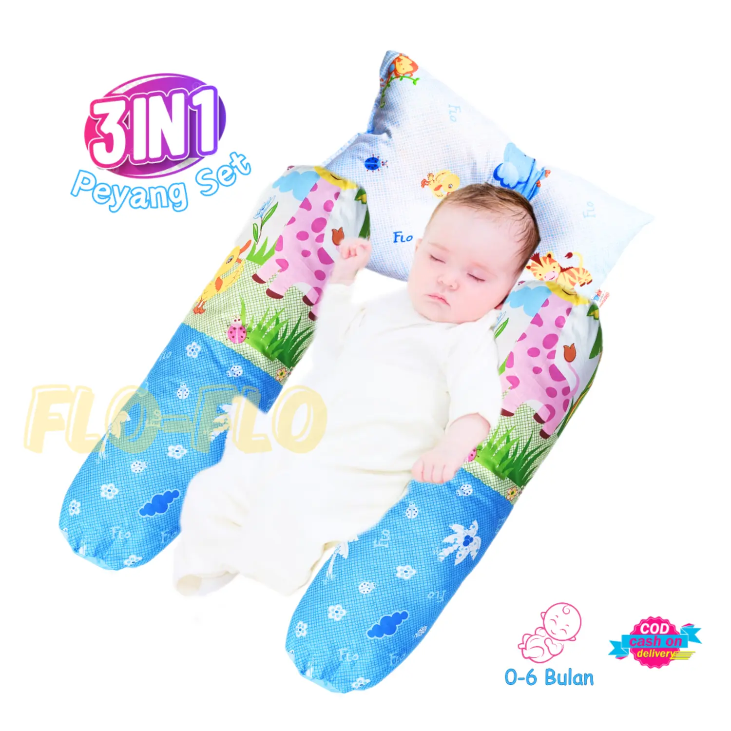 Bantal Guling Bayi Anti Peyang - 3in1 Set Perlengkapan Tidur Bayi Empuk