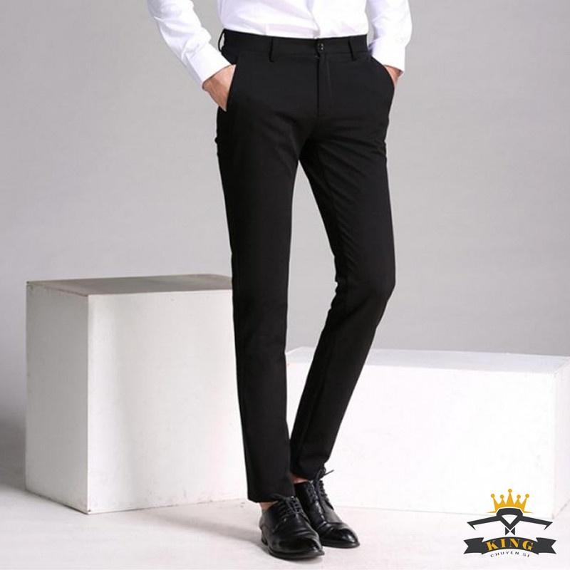 Quần tây âu nam đen KING hàn quốc cho công sở học sinh giá rẻ vải mịn thoáng mát Q04 Menswear Kaki Pants