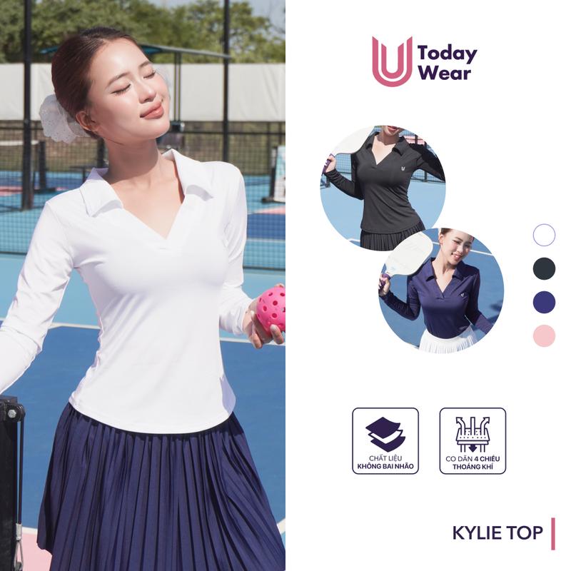 Kylie Long Top - Áo thể thao nữ dài tay cổ polo Today U Wear mềm mịn thoải mái tập gym yoga, tennis, cầu lông, pickle ball