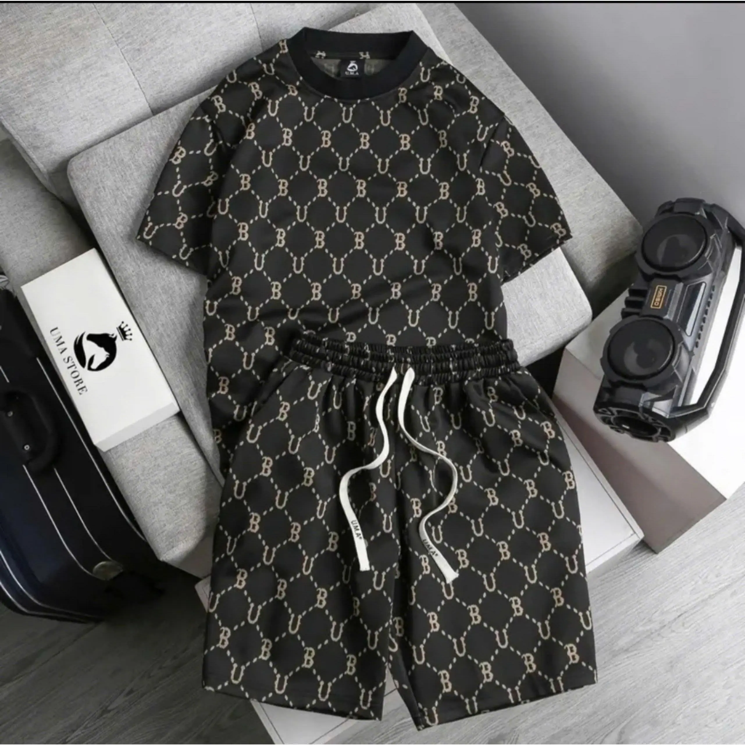 Bộ quần áo nam BU phối hoạ tiết trẻ trung năng động chất cotton thoáng mát - Tre, Menswear