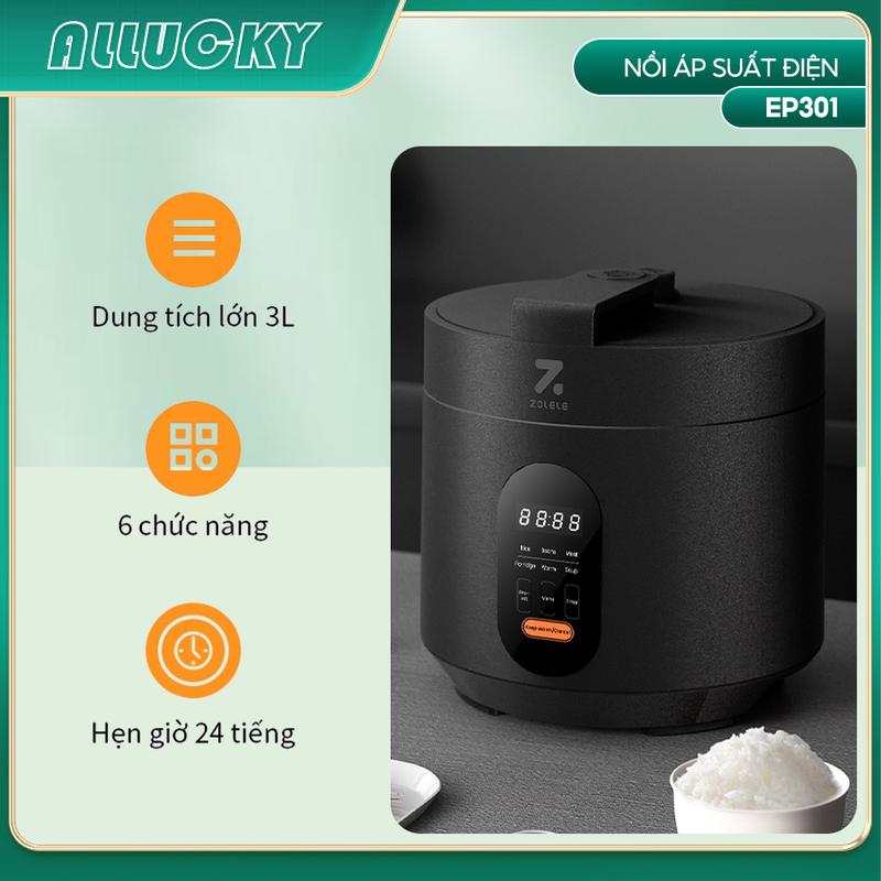 Nồi áp suất điện ZOLELE EP301 - nấu, hầm, luộc, chỉ với 1 chiếc nồi áp suất - Dung tích 3L Nấu Cơm Cooker