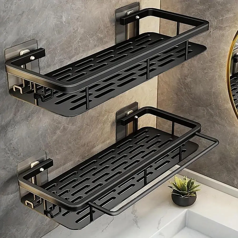 Wall Mounted Bathroom Shelf, Modern Rust-proof Bathroom Shelf, Shower Caddy, Space-saving Organizer with Hook, Bathroom Accessories, Home Essentials