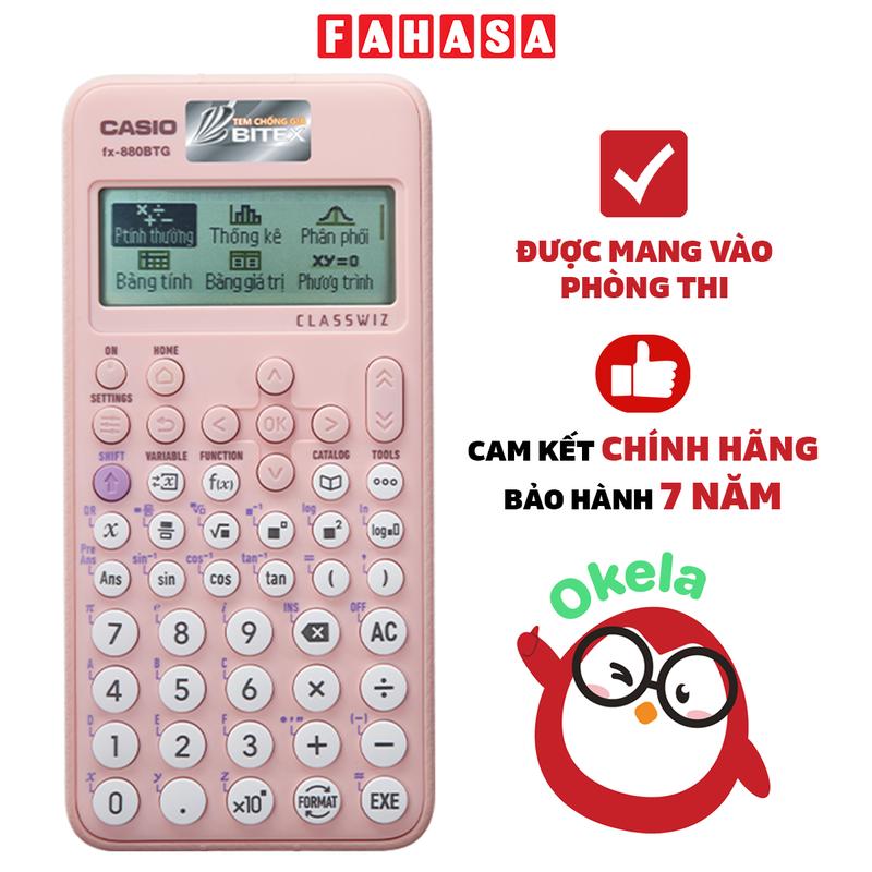 Máy Tính CASIO FX-880BTG - Màu Hồng (Chính Hãng - Bảo Hành 7 Năm)