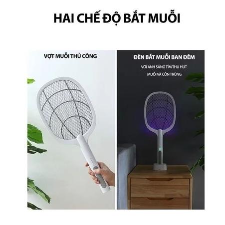 [Loại 1] Vợt Muỗi Tự Động Kiêm Đèn Bắt Muỗi 3 In 1 Tự Động Sạc Tích Điện, Vợt Bắt Muỗi Thông Minh, Máy Bắt Muỗi 7