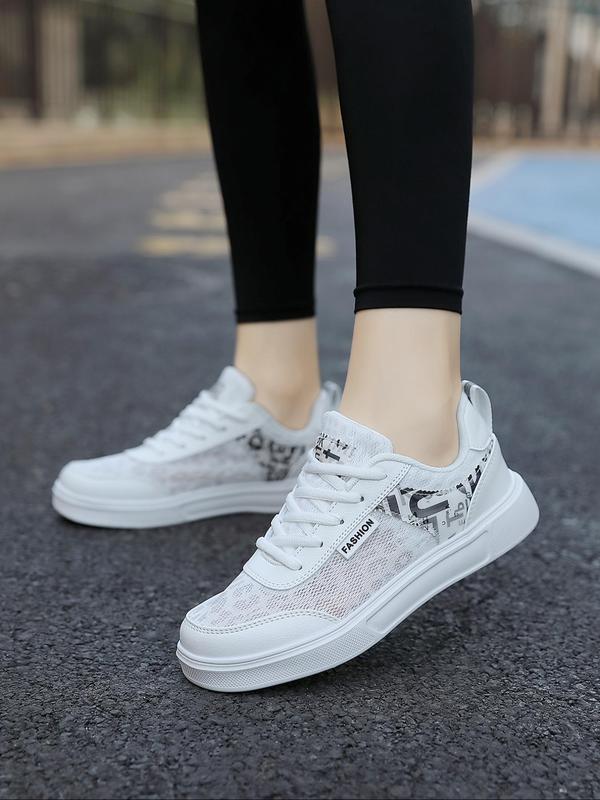 Women's Fashionable Letter Pattern Lace Up Low Top Sneakers, Casual Comfortable Breathable Sports Running Shoes, All-match Round Toe Chunky Sneakers for Daily Wear 7