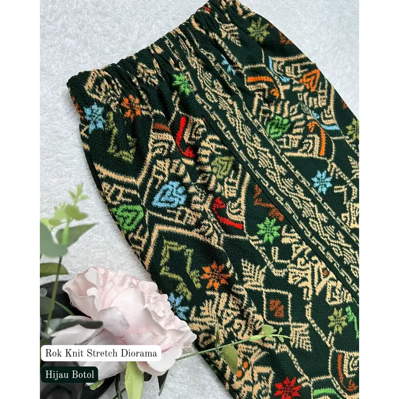 Rok Panjang Span Knit Stretch Diorama Motif Songket Bali Bawahan Kebaya 7