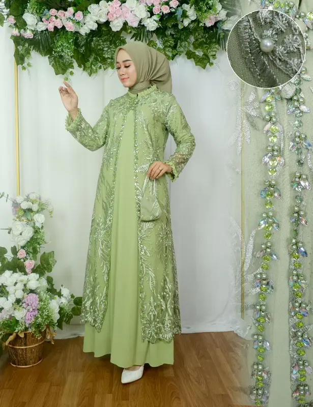 Gamis Gina Dress Outer Lepas Pasang Free Hijab - Gamis Pesta 5