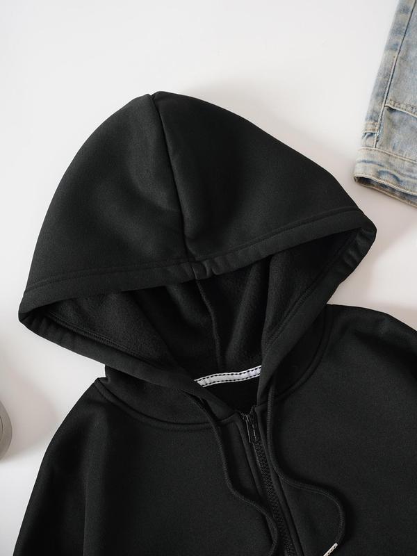 Women's Butterfly Print Drop Shoulder Zipper Hoodie, Casual Long Sleeve Drawstring Pocket Hooded Top for Fall & Winter 2