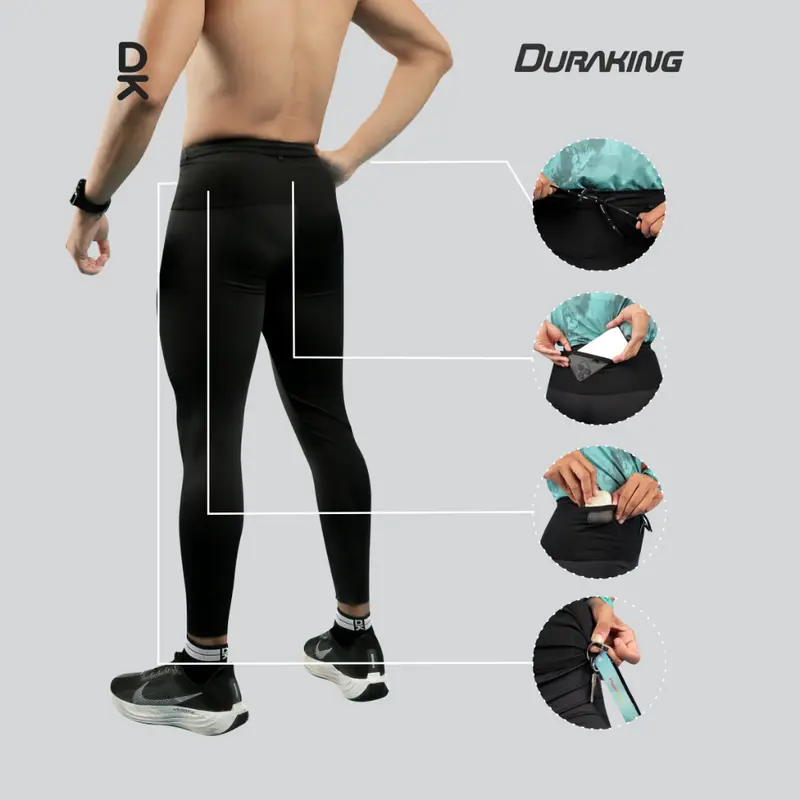 Duraking Celana Legging Compression Pajang Nilon Olahraga Pria - Running Active Legging Compression Pants outfit Sport Indoor Outdoor 1