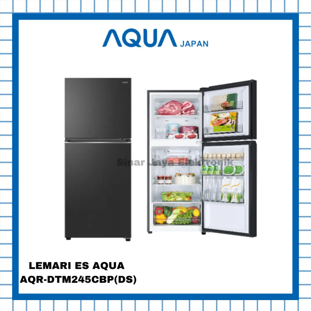 LEMARI ES AQUA AQR-DTM245CBP(DS) 2 PINTU 185 LITER