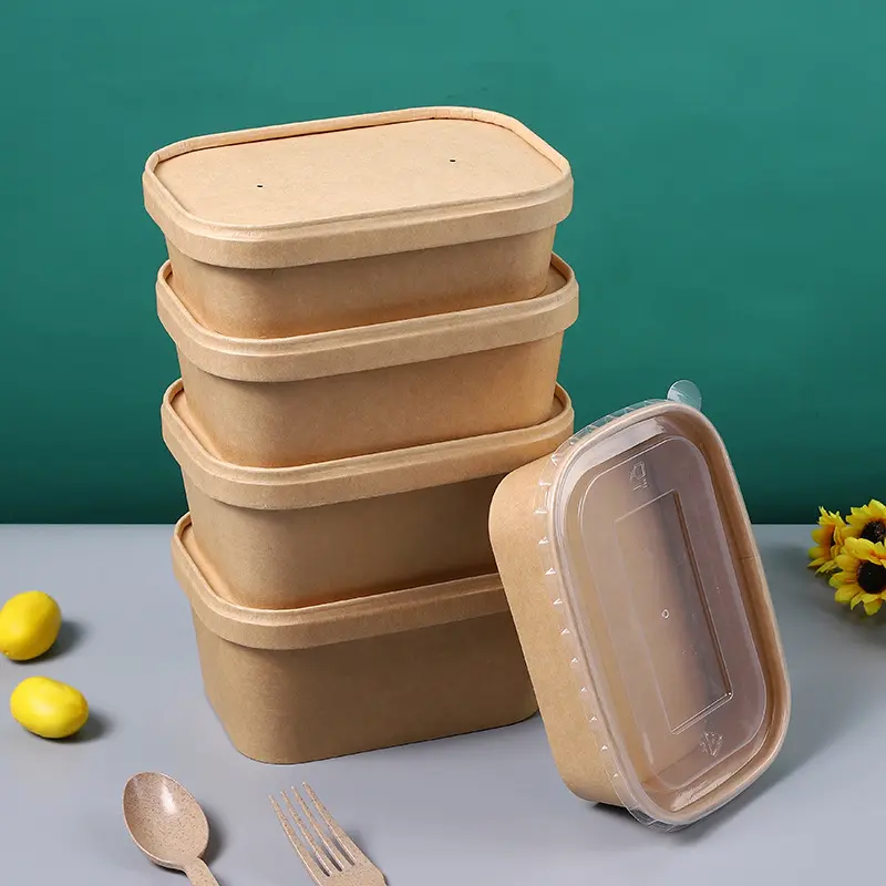 Hộp Cơm Trưa Dùng Một Lần, Chất Liệu Giấy Kraft, Hộp Đựng Đi, Thích Hợp Cho Đồ Ăn Nhẹ, Sử Dụng Ngoài Trời, Đóng Gói Bento, Hộp Dã Ngoại, Năm 2025