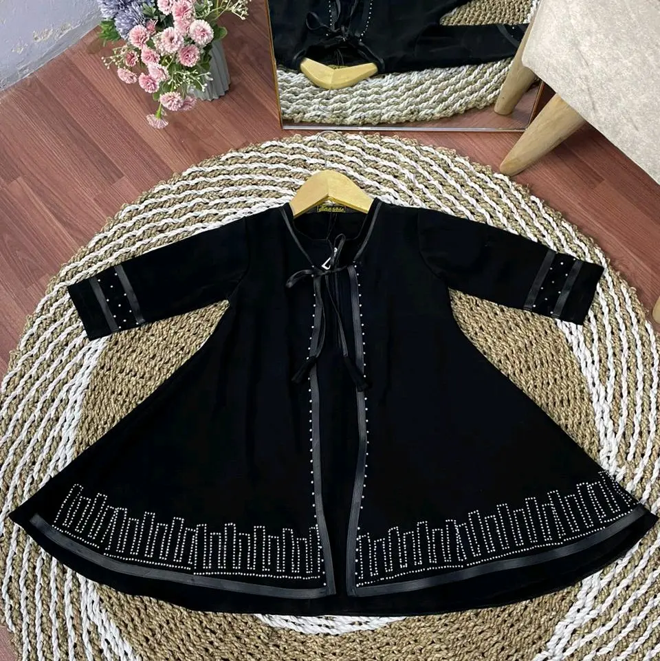 Abaya outer Anak Andini jetblack hitam/ abaya anak umroh Hitam Muslim
