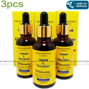 ( 3PCS ) Serum Whitening Temulawak & Glutathione Original 30ml Hitam Komedo