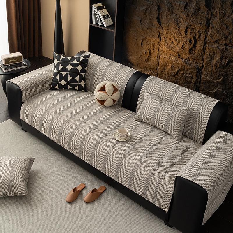 Product Introduction of Four season universal versatile simple modern solid color imitation linen anti slip high-end light luxury sofa cushion cover back towel 4