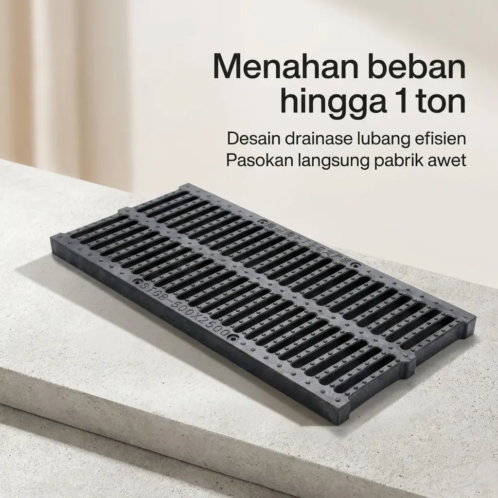 Penutup Drainase Komposit 250x500x30mm Tugas Berat untuk Jalan Mobil dan Penggunaan Industri