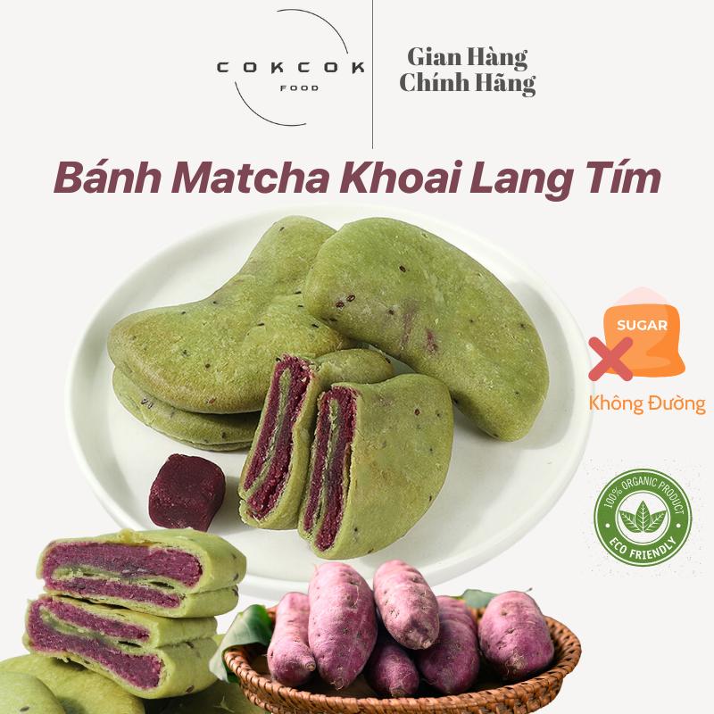 Bánh Matcha Khoai Lang Tím Kết Hợp Với Hạt Chia, Không Đường Healthy , Bánh Ăn Vặt Lành Mạnh, Sản Phẩm Eatclean