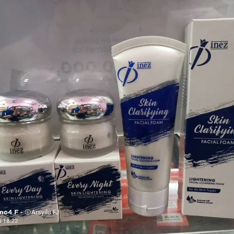 Inez Paket Flek Semua Jenis Kulit Pemutihan - Facial Foam, Krim Siang & Malam BPOM Pom NA untuk Kulit Cerah Sehat Bebas Flek - Kotoran, Masker, Muka, Moisturizer, Berminyak, Membersihkan, Kerutan 0
