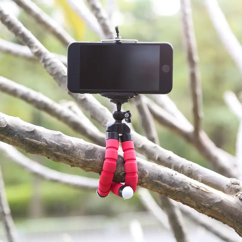 Chân Máy Ảnh Mini, Tripod Linh Hoạt, Thiết Kế Bạch Tuộc Bọt Biển, Có Thể Điều Chỉnh, Thích Hợp Cho Điện Thoại, Có Giá Đỡ Kẹp Selfie Kem 4