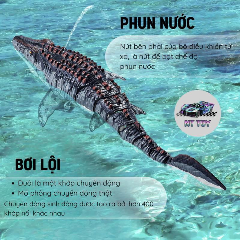 Product Introduction of [Mẫu Mới 2025] Đồ Chơi Khủng Long Mosasaurus Điều Khiển Từ Xa - Chống Nước, Bơi Trong Nước, Kích Thước 40*14.5*7.5cm 11