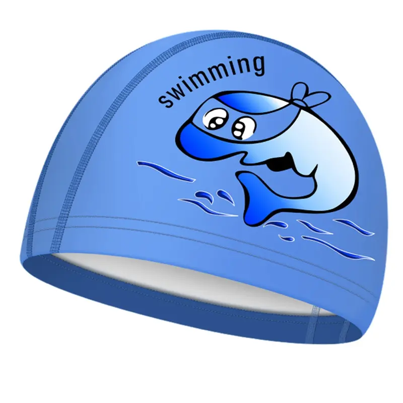 Children Swimming Cap Cute Waterproof High Elastic Cute Cartoon Animal Dolphin Ear Protection Swimming Hat Diving Hat Kid Swim Pool Caps