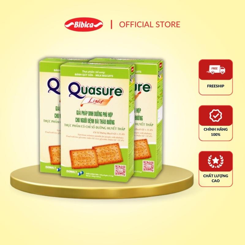Combo 3 Bánh Quy Quasure Light Sữa Bibica 140g - Thực phẩm dành cho người ăn kiêng, tiểu đường