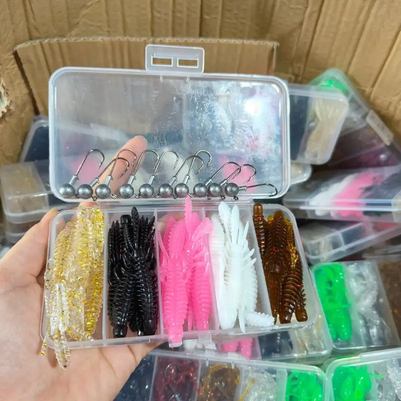 Bộ mồi mềm tôm tích kèm lưỡi Jig. 0